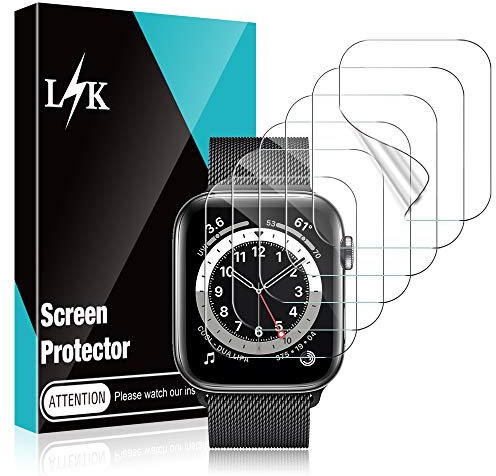 LϟK 6 Pack Protector de Pantalla para Apple Watch 42mm Series 1 2 3 / 44mm Series 4 5 6 - HD Flexible Película de TPU Sin Burbujas Sin Bordes Elevados Kit Fácil instalación - iWatch 42mm / 44mm