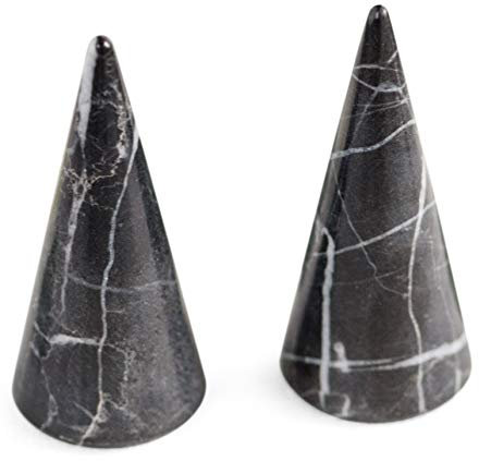 Porte-bagues en forme de cône en marbre véritable poli | Présentoir à bijoux (marbre noir, 2)