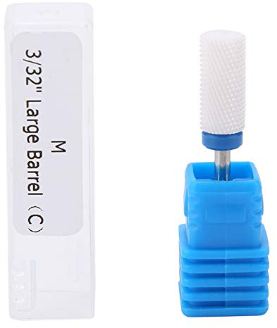 Nail Drill Bit, Ceramic Manicure Drill Bits for Manicure Pedicure Cuticle Gel Nail Polishing Cylinder Shape Grinding Head, with Display Base(White 05# )