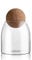 MOLADRI 500ML/16Oz Clear Glass Storage Cute Canister Holder Ball Wood Cork Top, Modern Decorative Cylinder Container Jar with Round Lid for Coffee, Spice, Candy, Salt, Cookie Cool Terrarium Bottle