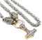 JAOYU Men Wolf Head Necklace Norse Viking Jewelry Amulet Thor's Hammer Pendant Necklace - Stainless Steel King Chain