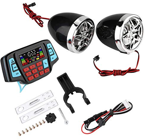 Yctze Altoparlanti stereo per moto, bluetooth impermeabile moto BT lettore musicale MP3 sistema audio radio o sistema di altoparlanti stereo USB vassoio per schede TF per moto radio impermeabile moto