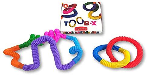 JUEGACONMIGO TOOB-X Pop-Röhren-Spielzeug zum Stressabbau, Mehrfarbig, 8 Stück (Größe S)
