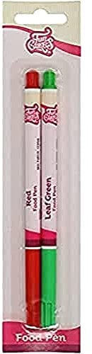 FunCakes Food Pen Rot-Grün: Lebensmittelfarbe Stifte, flexible Spitze für dicke und dünne Linien, Essbarer Stift für Kekse , Kuchen, Fondant und mehr, ideal zum Personalisieren, Halal-zertifiziert