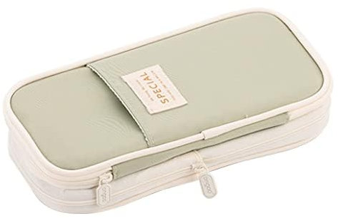 iSuperb Federmäppchen Leinwand Mäppchen Skalierbar Etui Stifte Schulmäppchen für Schüler Teenage Stationery Organizer Bag (Light Green)