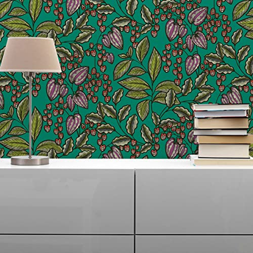 TADESSI WTD 1450 Mario M1-No.1450 Papier peint intissé Motif fleurs Vert/rouge