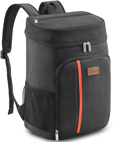 Lifewit Mochila Nevera para 30 latas, Mochila Isotérmica Resistente al Agua, Ligera y Hermética, Bolsa Nevera Estanca para Hombre, Mujer, Adulto, Trabajo, Picnic, Playa, Camping, Viajes, Negra