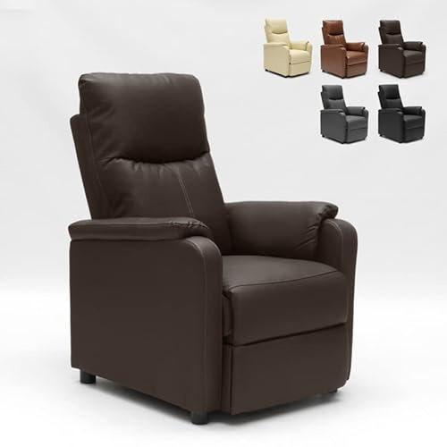 Produce Shop Fauteuil Relax inclinable avec Repose-Pieds en Similicuir Giulia - Marron foncé