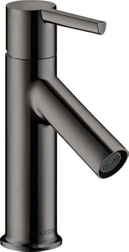 hansgrohe AXOR Starck Einhebel-Waschtischmischer 80 mit Hebelgriff für Handwaschbecken mit Zugstangen-Ablaufgarnitur, 10102330, Farbe: Polished Black Chrome