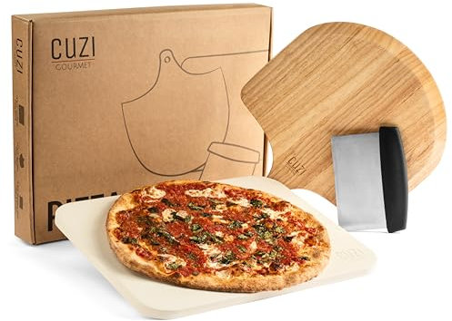 Cuzi Gourmet Lot de 3 pierres à pizza – 38,1 x 30,5 cm – Pierre à pizza en cordiérite résistante aux chocs thermiques, 38,1 x 30,5 cm – Pierre à pizza pour barbecue et four