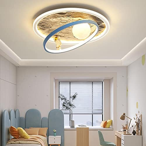 LED Deckenlampe modern kreativ Kinderzimmer dekorativ Mond Oberfläche Astronaut Design Deckenleuchte dimmbar mit Fernbedienung Jungen und Mädchen Zimmer Licht Esszimmer Wohnzimmer Metall Kronleuchter
