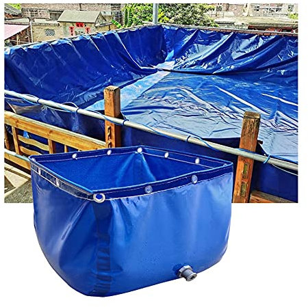 Landwirtschaftlich gezüchteter Fisch-Segeltuchpool, 0,45 mm temporärer Fäkalientank für Salzwasserfische, oberirdischer Wassertank-Fischteichauskleidung für Gartenterrasse (Farbe: Blau, Größe: 2 x 5