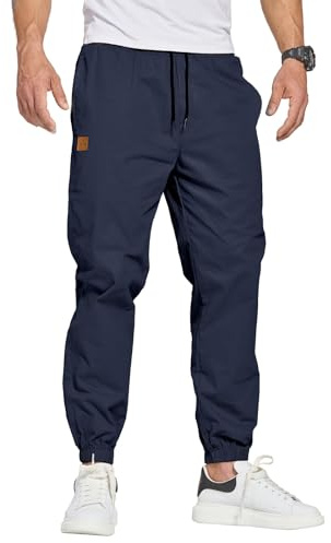ZOXOZ Herren Hose Chino Cargo Hose Freizeithose Baumwolle Sporthose Casual Jogginghose Elastische Taille mit Kordelzug Sweatpants Herren mit Taschen