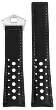 London Craftwork 22mm Echtes Lederband für TAG HEUER CARRERA MONACO FORMULA 1 Uhr Schwarz Blau