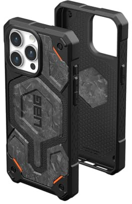 URBAN ARMOR GEAR UAG Case [Limited Edition] Compatible with iPhone 15 Pro Max Case 6.7 Monarch Pro Forged Carbon Fiber Orange Accent, Built-in Magnet Compatible with MagSafe Rugged Protective Cover