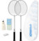 MBFISH Badmintonschläger-Set mit 2 Kohlefaser-Schlägern, 3 Federbällen, 2 Ersatz-Griffbändern und 1 Badminton-Tasche – perfekt für Anfänger und Outdoor-Spiele 4U Sliver 2P