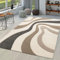 TT Home Wohnzimmer Teppich Moderner Kurzflor 3D Optik Geometrisches Wellen Design, Farbe:Creme, Größe:80x300 cm