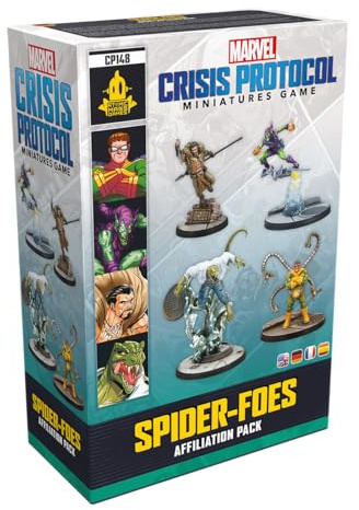 Asmodee, Marvel: Crisis Protocol – Spider-Foes, Affiliation Pack, Tabletop | Tactical miniatures game in the Marvel universe for 2 players, 90-120 minutes, strategy game for ages 14+, multilingual