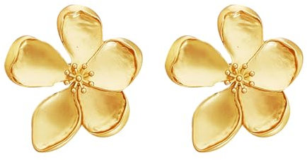 Goiern Große Blume Ohrringe Gold Blume Baumeln Ohrringe Metall Floral Ohrstecker Metall Blütenblatt Ohrstecker Übertrieben Aussage Ohrringe Schmuck Für Frauen Und Mädchen