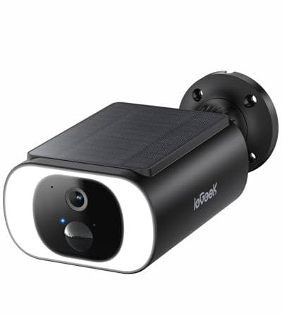 ieGeek 2K Telecamera Wi-Fi Esterno Senza Fili con Pannello Solare Integrato, Videocamera Sorveglianza Batteria, Rilevazione di Movimento PIR, Sirena, Visione Notturna a Colori, 2 Vie Audio, 2.4G, Nero