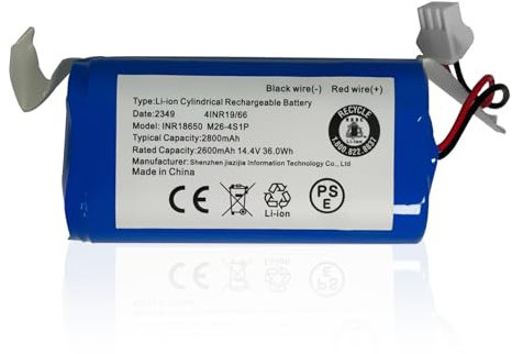 INR18650 M26-4S1P Robot Aspirador Batería de Repuesto para Eufy RoboVac 11 11C 11S 11S Plus 11S MAX 12 15C 15C MAX 15T 25C 30C Hybrid G30 Edge R500 R450 & Ecovacs Deebot N79 N79S Series(14.4V 36Wh)