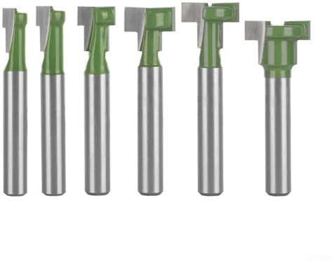 Lot de 6 fraises professionnelles à tige de 35 mm pour rainurage en T et fente de trou de serrure Convient pour armoires et fixations de support