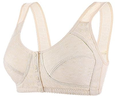 SDERG Front Fastening Plus Size Women's Bras UK Non Wired Full Coverage Soft Comfortable Daisy Bras for Older Women UK Floral Print Non Wired Sports Bra