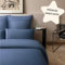 Amqua Satin Bettwäsche 135x200 Mit Stickerei | 80x80 Kissenbezug Inkl. Farbe Blau | Wie Seiden Oder Ägyptische Baumwolle | Weich | SORA