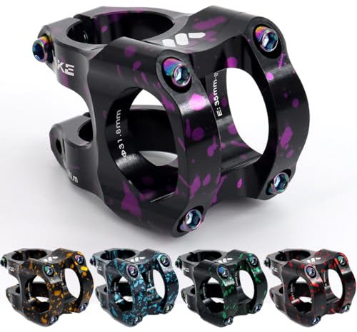 CYSKY 31,8 Fahrrad Vorbau 35mm Kurz MTB Vorbau 31 8 Lenkererhöhung Ultraleicht CNC Aluminiumlegierung Lenker 35mm Klemmung für Mountainbike, Rennrad, MTB, Downhill (Schwarz+Violett)