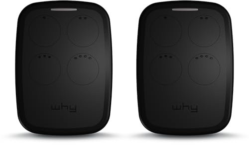 WHY EVO NOA - Telecomando universale a 4 pulsanti, programmabile codice fisso o codice rotante, frequenze 433 o 868 MHz, per cancelli e porta del garage (nero liquido set di 2 telecomandi)