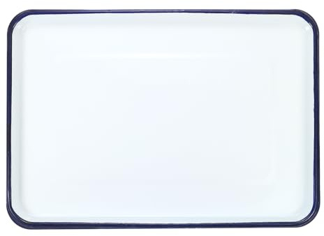 HARFINGTON Butcher Tray Palette 18 x 14 Metal Triple Enamel Coated Rectangular Tray Holder Artist Painter Painting Tool for Art Paint Acrylic Watercolor Mixing