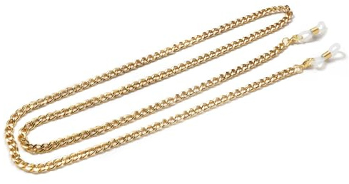 ZWCSHUU 2 stücke Einfache Brillenkette Lanyard Maskenband Damen Herren Edelstahl Sonnenbrillenketten Brillenband Lesebrillenkette Brillenketten(Gold-74cm)