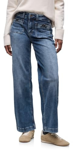 Street One Damen 3717194 Wide Leg Jeans, Medium Blue RandomWash, 30W/ x 30L