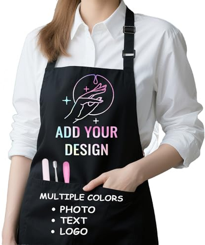 zyinoant Personalized Aprons for Men Women, Custom Apron with Your Design Text Logo, Cooking Aprons, Nail Art, Hair Salon Apron (Nail art apron)