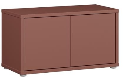 Forte Alice Springs Sitzbank 70 80, 2-türig, modern-minimalistisch, Holzwerkstoff, Flur/Schlafzimmer, Terrakotta, 74,5 cm breit x 41,5 cm hoch x 34,9 cm tief