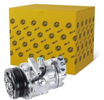 HELLA 8FK 366 200-911 Compressor, air conditioning - CVC6 - 12V - R 134a - PAG 46 - 115ml - with magnetic clutch/with seal ring/with PAG compressor oil