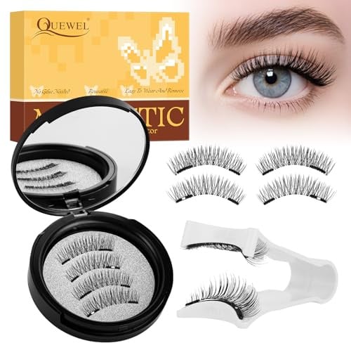 Cils Magnétiques QUEWEL, 1 paire de Faux cils magnétiques avec applicateur, sans colle, facile à porter et à retirer, cils réutilisables pour un look naturel, instructions incluses (DH02-02)