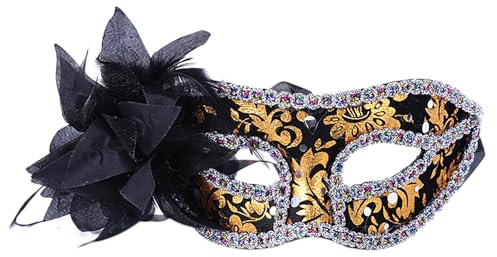 Generisch Venezianische Maske Herren Jushi Mode Flanell Blumen Dekoration Halbmaske Augenmaske Maskenball Maske Elegant Ball Makeup Party Verkleidung Karneval Maskerade Celebration Kostüm