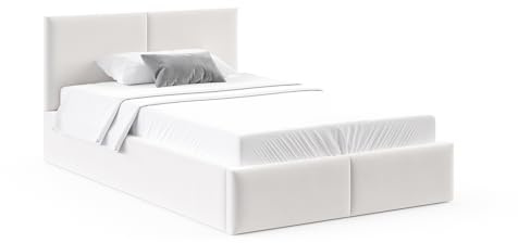 roe furniture Boxspringbett 120x200 cm mit Bettkasten – Bett mit Stauraum für Bettwäsche, Lattenrost mit Gasdruckfedern - Boxspringbetten ohne Matratze