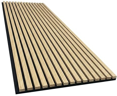 Akustikpaneel in heller Eiche - 2700x600 mm - mit PET-Filz - 1 Stück | Für großflächige Wandverkleidung und bessere Raumakustik, 2700x600 mm, 1 Stück, Holzfurnier, Helle Eiche