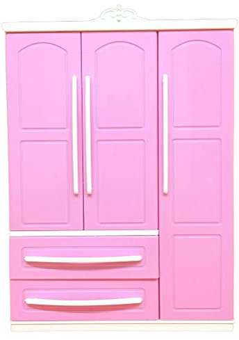 SIXRUN Armadio per Bambole, Mobili Guardaroba con ante Apribili per Riporre Gioielli e Vestiti per Bambole, Accessori Giocattolo Rosa per L'arredamento della Casa delle, Regalo (PINK)