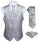 HISDERN Herren FLoral Hochzeit Weste Krawatte Einstecktuch Taschentuch Jacquard Weste Anzug Set