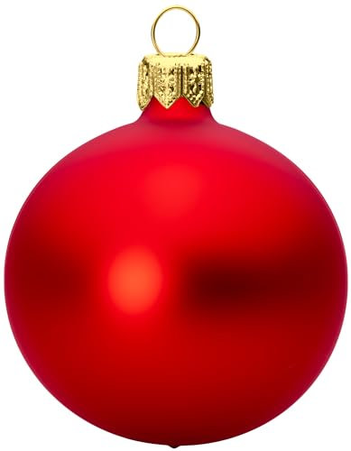 Sikora Essentials Klassische Christbaumkugeln aus Glas - matt - 6 Farben 3 Größen Premium Qualität, Farbe:Rot matt 4er Set, Höhe in cm:6 cm