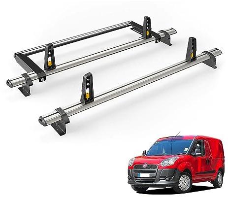 For Fiat Doblo 2010-2022 Roof Rack Van Guard UltiBar Plus 2x Bars + Roller | Note: Only Suitable for Standard Roof (H1) Models with Twin Rear Doors, Aluminium Heavy-duty Van Roof Bars