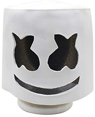 BaronHong Cosplay Maske Latex Helm Dekoration Thema Party Requisiten Halloween Kostüm Zubehör Erwachsene für Marshmallow DJ Kopfbedeckungen (weiß, M)