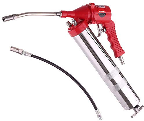 Pistolengriff Luft Fett Pistolen Satz Einhandluft pneumatischer Kompressor Schmierfett mit Flexschlauch und zusätzlichem Metallrohr RT-4106