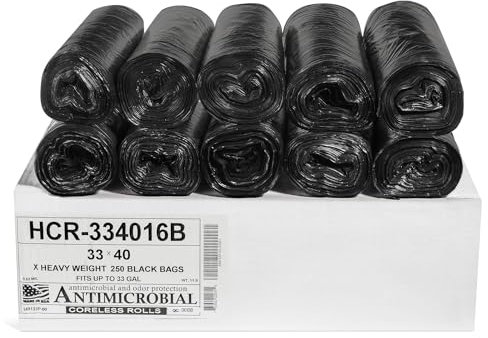 Aluf Plastics Lot de 250 sacs poubelle Transparent 33 gallons, Noir, 250