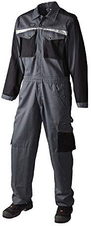 J.A.K. 102085001 Serie 10208 100% Baumwolle Arbeitsanzug, Grau/Schwarz, S Größe