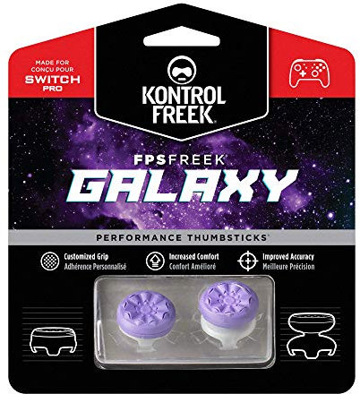 KontrolFreek FPS Freek Galaxy for Nintendo Switch Pro Controller | Performance Thumbsticks | 1 Mid-Rise, 1 High-Rise Concave | Purple