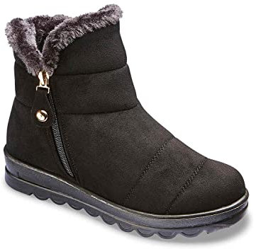 Chums Ladies Wide Fit Faux Suede Thermal Lined Winter Boots - Stylish & Warm Women's Boots - Black 7 UK